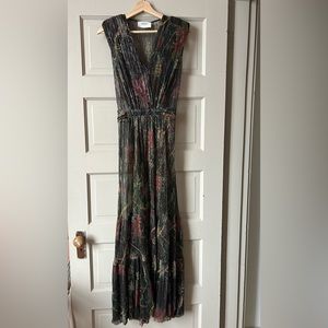 BA&SH green metallic maxi dress [altered - read] - small